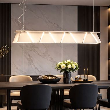 Lampada a sospensione, acciaio nichel opaco, vetro trasparente satinato, H 110 cm