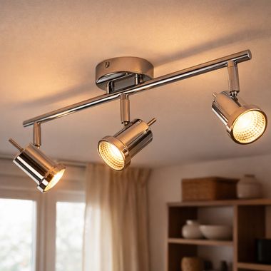 LED Deckenleuchte, Spots/Arme beweglich, Chrom, L 43 cm