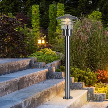 Lampe d'extérieur, lampadaire pour jardin, inox brossé