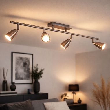 Deckenlampe, silber, Spots verstellbar, L 78,5 cm