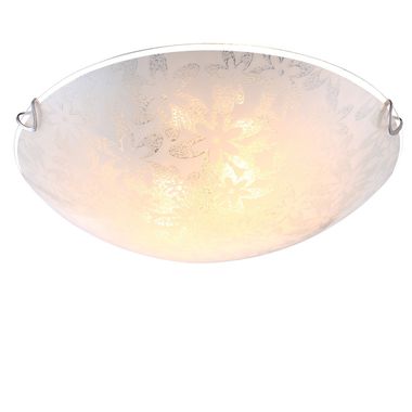 Deckenleuchte, Blumendekor, Glas opal, Weiß rund, 30 cm