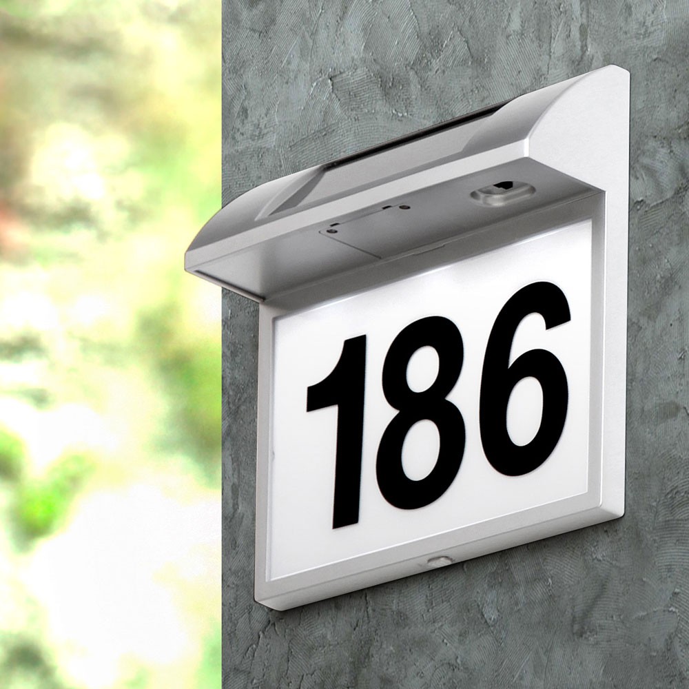 LED solar lamp house number lighting IP44 exterior door
