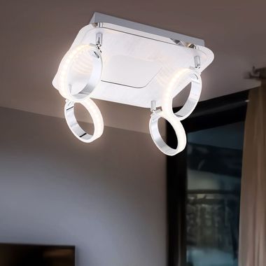 Plafonnier LED en chrome, incrustation d'aluminium Globo IDAHO