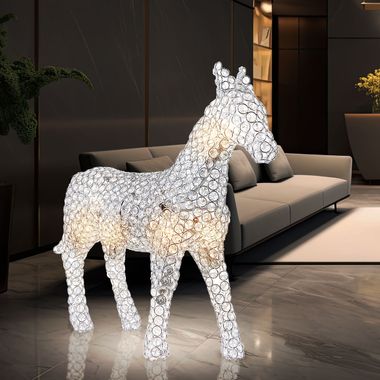 Cheval LED, chrome, cristaux, hauteur 47 cm, HORSE II