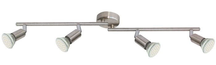 LED Decken Leiste Spot Strahler Nickel Design Leuchte zwei Lampen zur