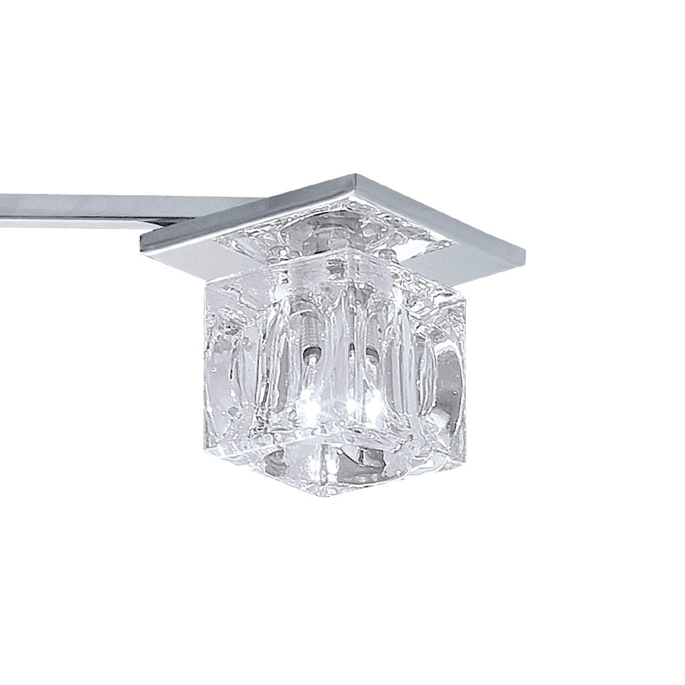 LED Decken Leuchte Glas Würfel Beleuchtung Chrom glänzend blau Büro