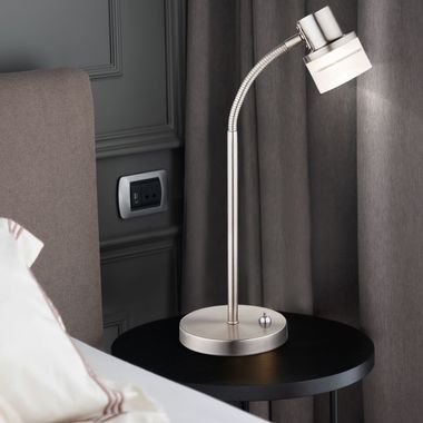 Practical table lamp with flexible arm