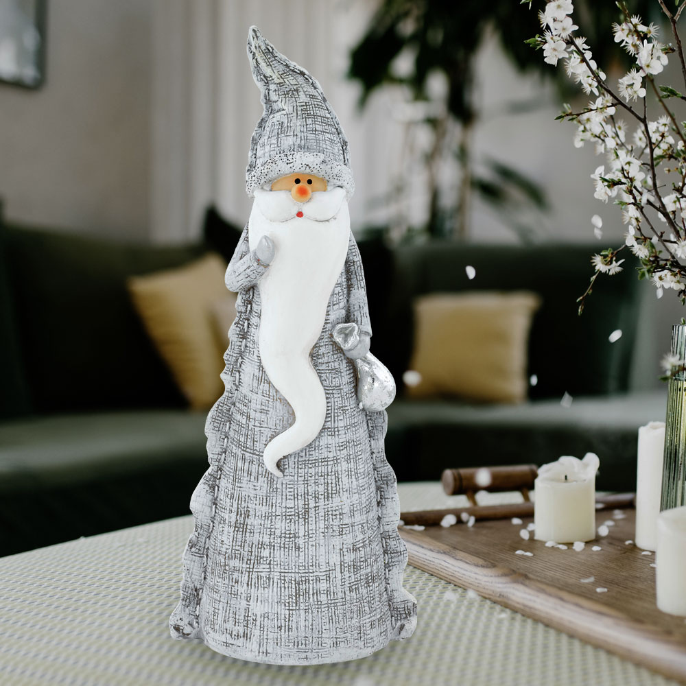 Weihnachtsmann Figur Nikolaus Steh X-MAS Statue silber | Winter 41241 Dekoration Eglo Shop Advent ETC Beutel