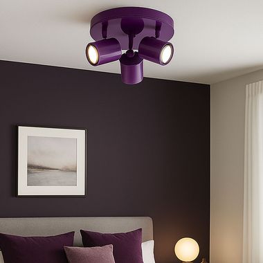 Plafoniera a LED, viola, faretti mobili, D 22 cm