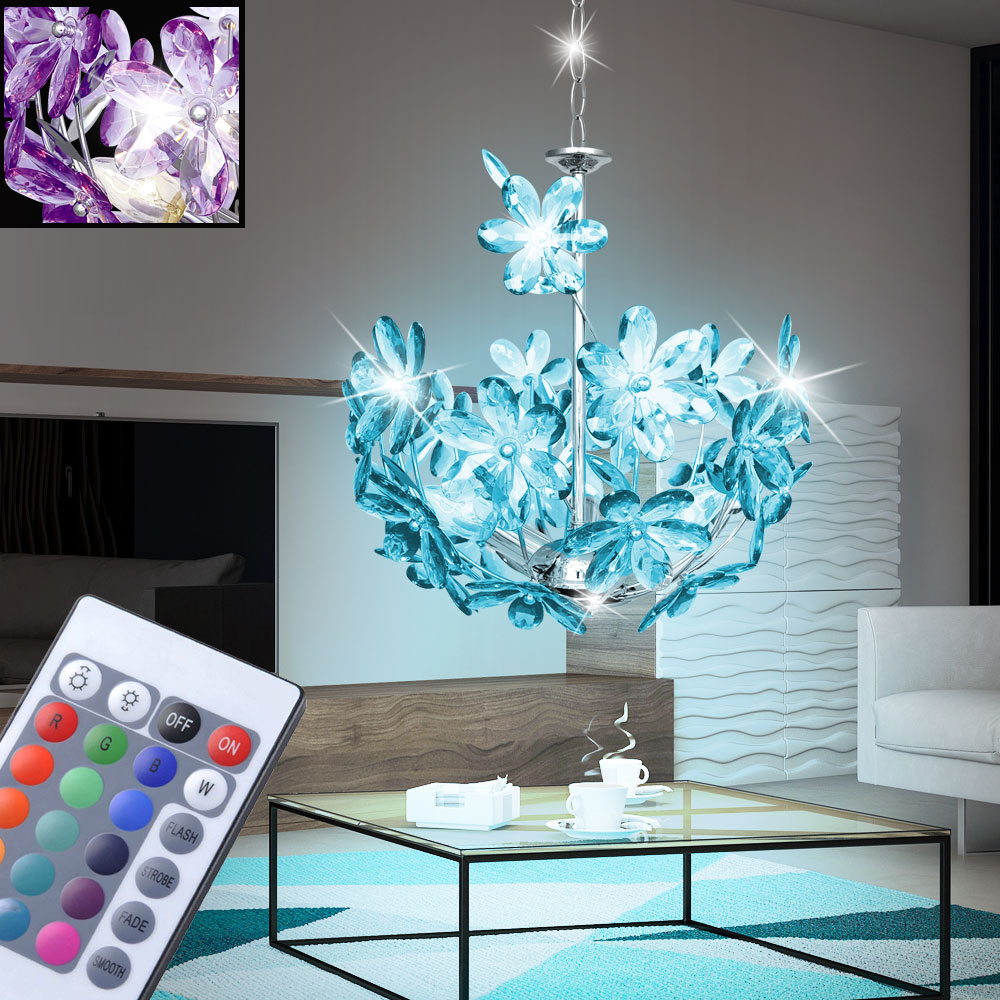 RGB LED Pendel Leuchten Fernbedienung Decken Hänge Lampen dimmbar Blätter Design