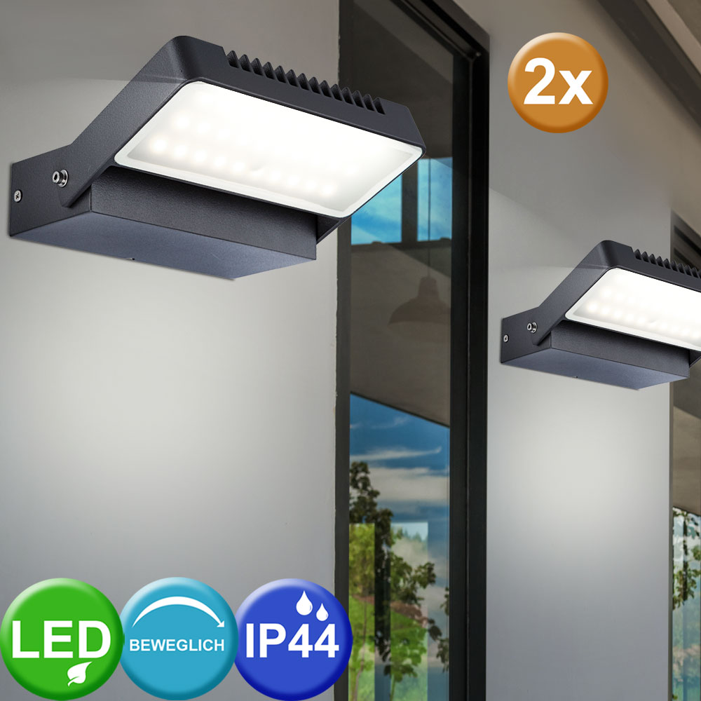 2er Set 6W LED Außen Leuchten Wand Strahler Garten Schein Werfer Fassaden Lampen