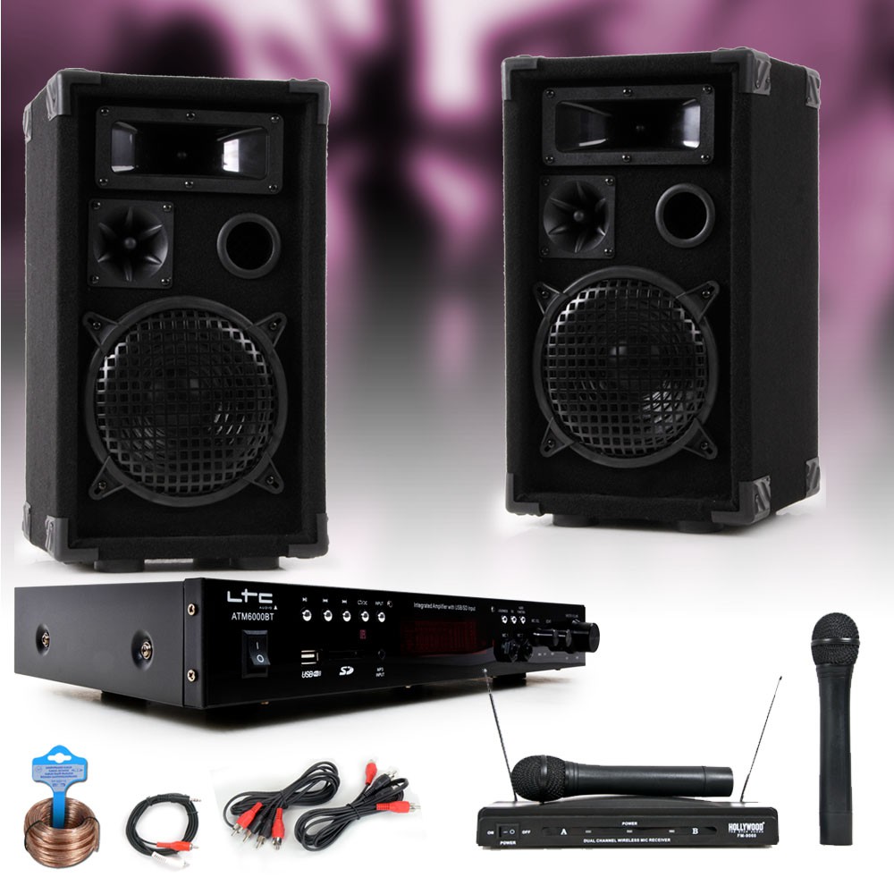 PA Anlage Boxen Bluetooth Verstärker Funkmikro DJ-Karaoke 2 – Bild 2