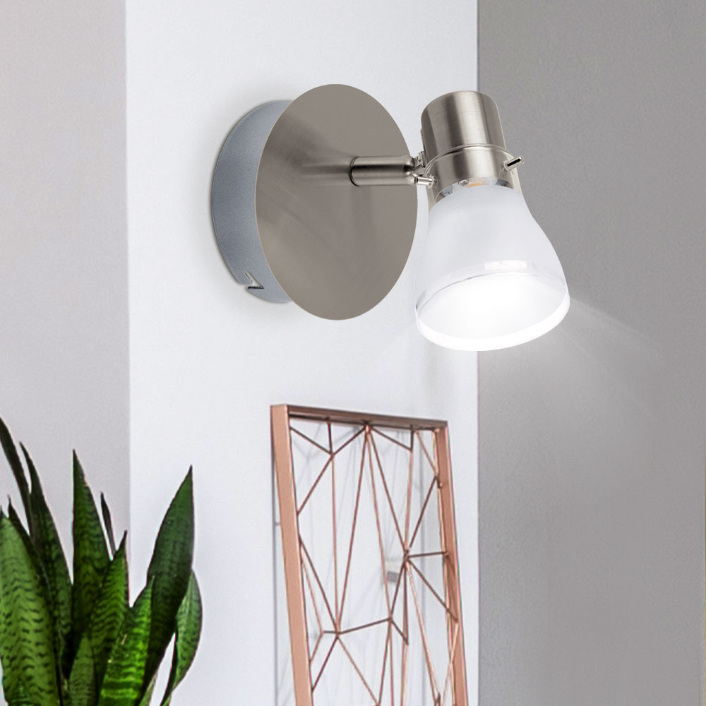 Wandleuchte Spotleuchten Schwenkbare LED Spotbeleuchtung Chrom Silber für Flur