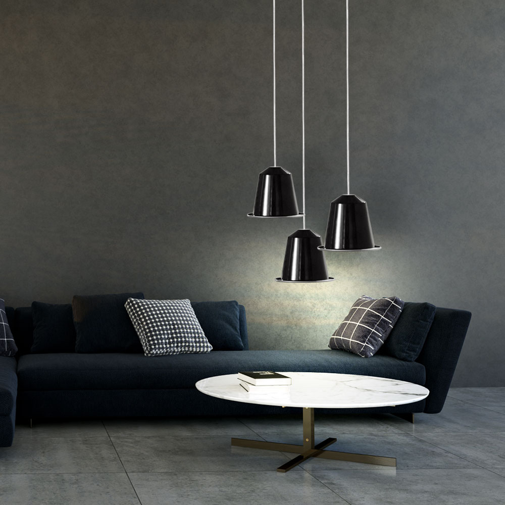 Decken Leuchte LED Pendel Shop glänzend schwarz Lampe EGLO ETC | Hänge Watt 75112 5 Stahl