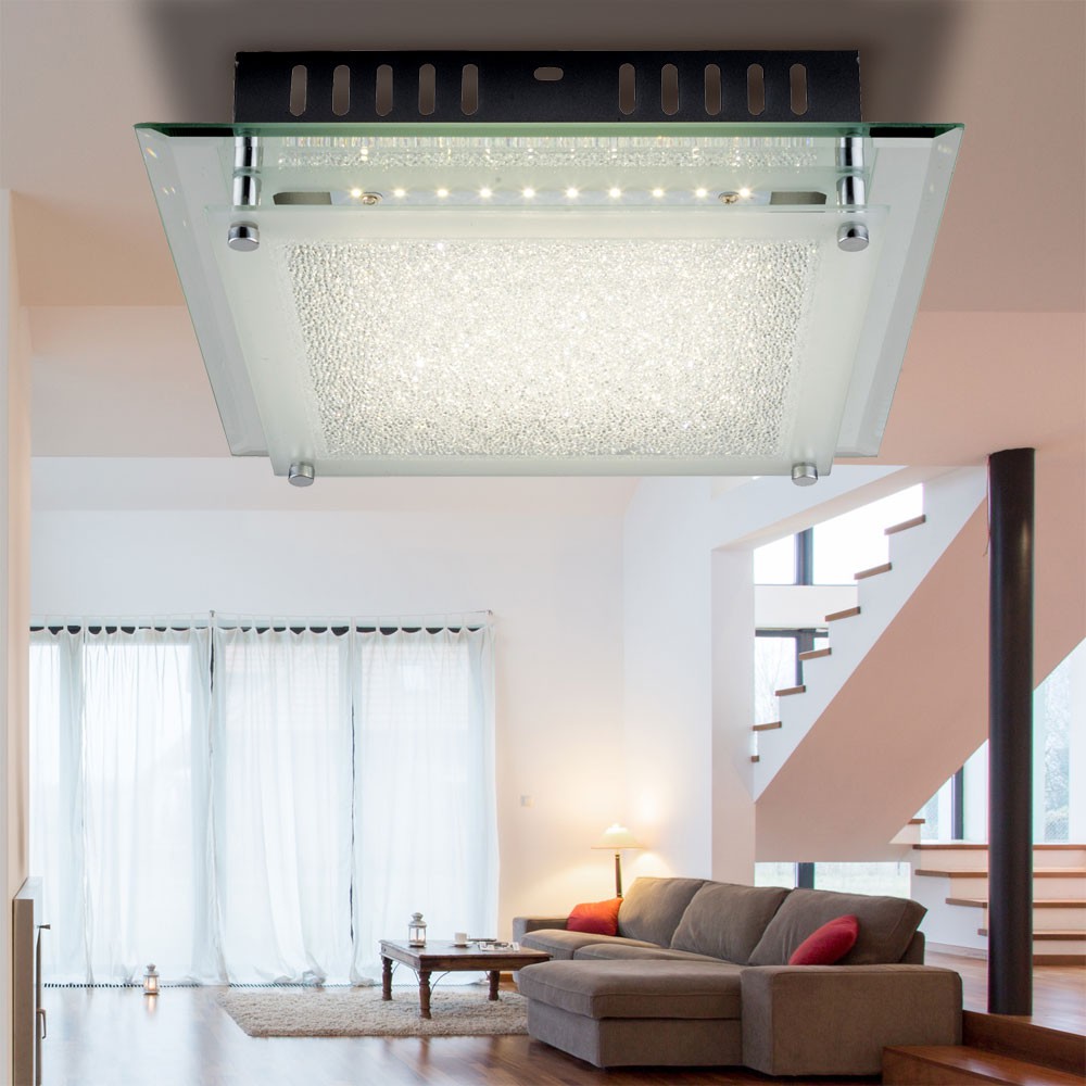 Lujo Luz Techo LED Lámpara de Cocina Oficina Cristal Iluminación Big | eBay