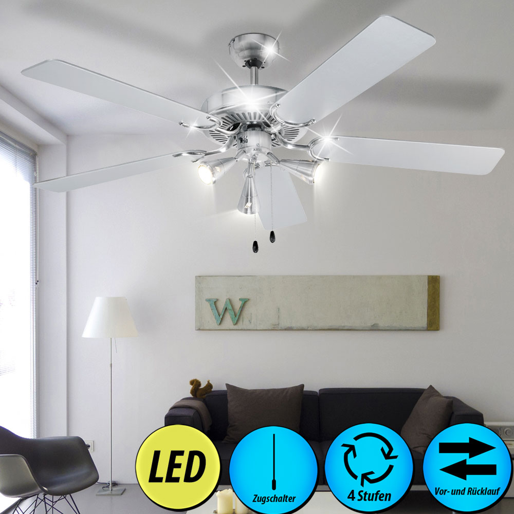 Design LED Decken Klima Ventilator Zugschalter Sommer Winter Leuchte D 132cm