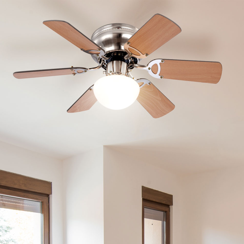 Ceiling fan with pull switch remote control and light 3 speed  