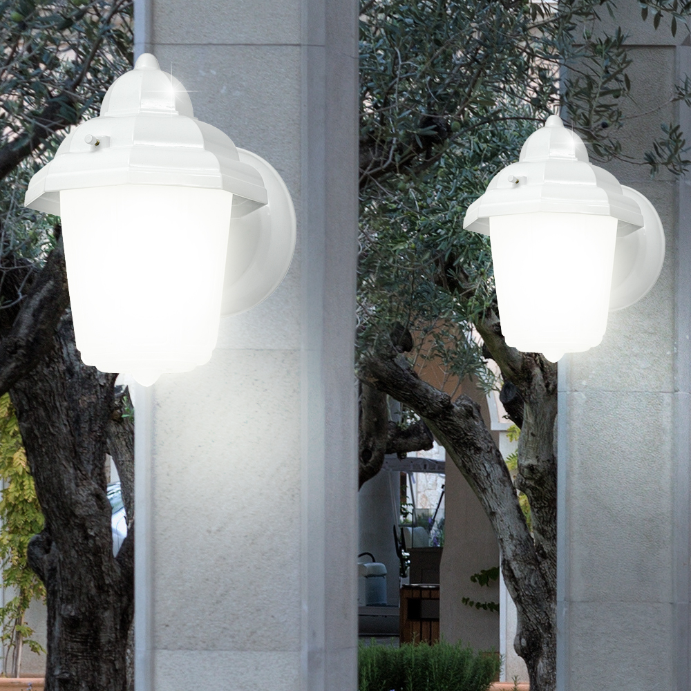 Klassische Wand Spot Strahler Leuchte weiß Außen Veranda Lampe Glas Alu