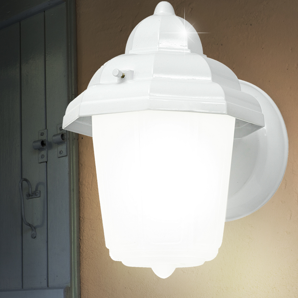 Klassische Wand Spot Strahler Leuchte weiß Außen Veranda Lampe Glas Alu