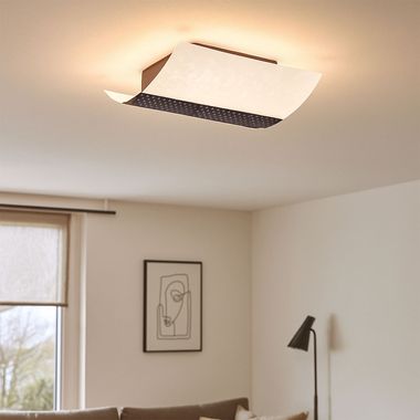 Lampa sufitowa wykonana z metalu i szkła, wysokość 25,4 cm