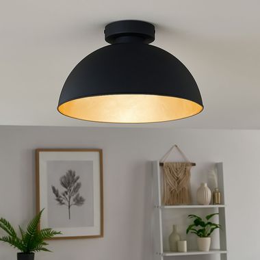 Plafonnier, métal, noir, D 31 cm