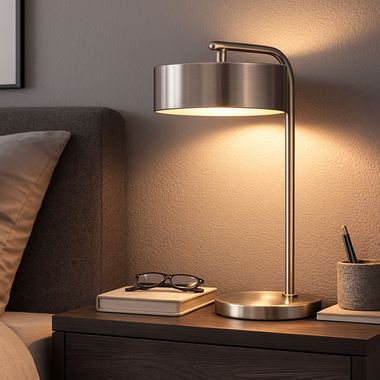 LED Tischleuchte, Metall silber, 31,5x20,5cm