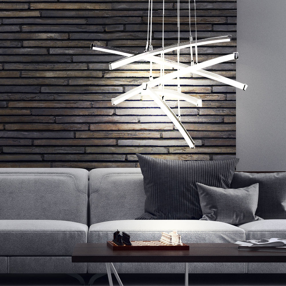 Luxus LED Pendel Decken Hänge Leuchte Lampe Chrom Beleuchtung Wohn