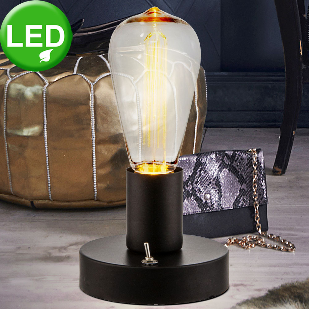 LED Vintage Stil Deko Tisch Lampe Edison Filament Wohn Zimmer Flur