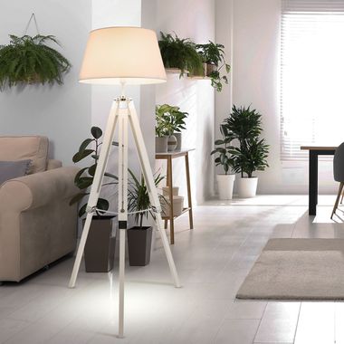 Lampadaire de luxe pour votre couloir en bois naturel en blanc MAREEN