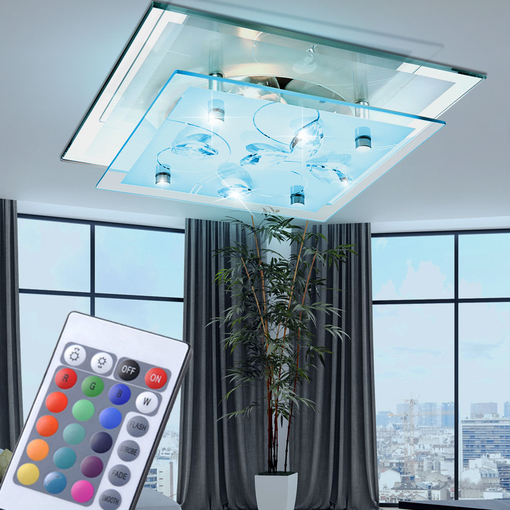 LED Wand Lampe Spiegel Glas Wohn Zimmer RGB Fernbedienung Chrom Leuchte dimmbar