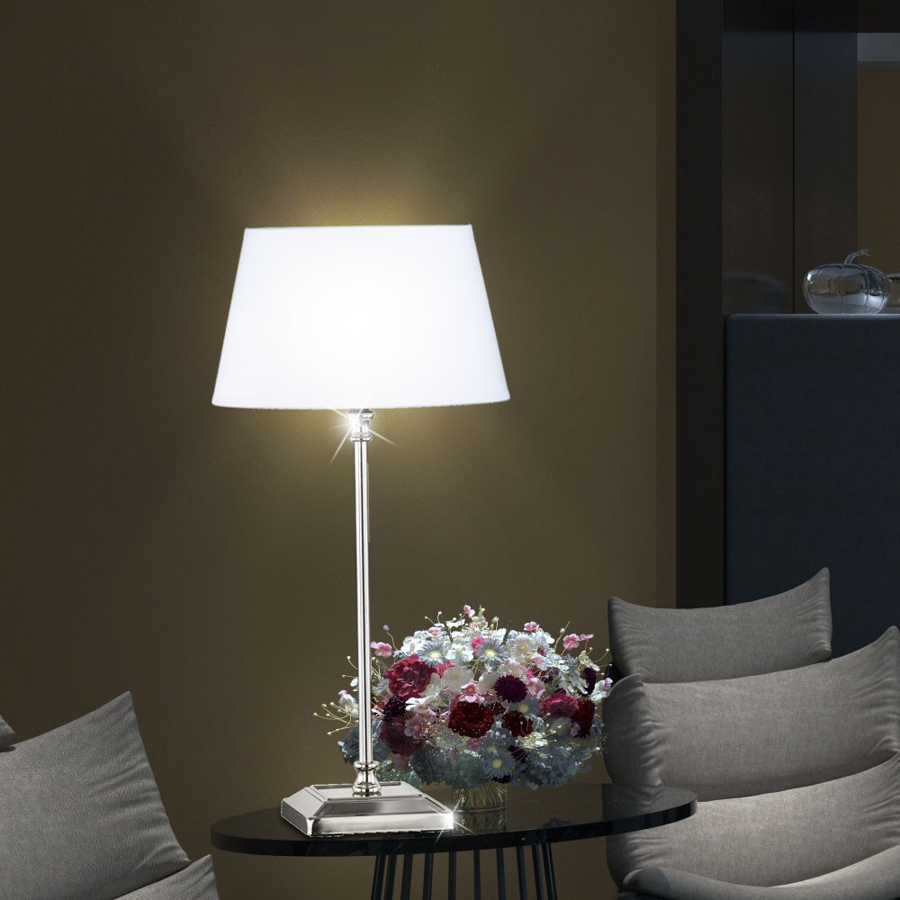 Design Nacht Tisch Lampe Leuchte Zimmer Lese Büro Lampe Textil weiß Big