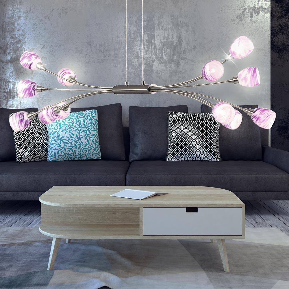 LED Pendeleuchte Küchentisch Hängestrahler Glas Deckenlampe lila BxH