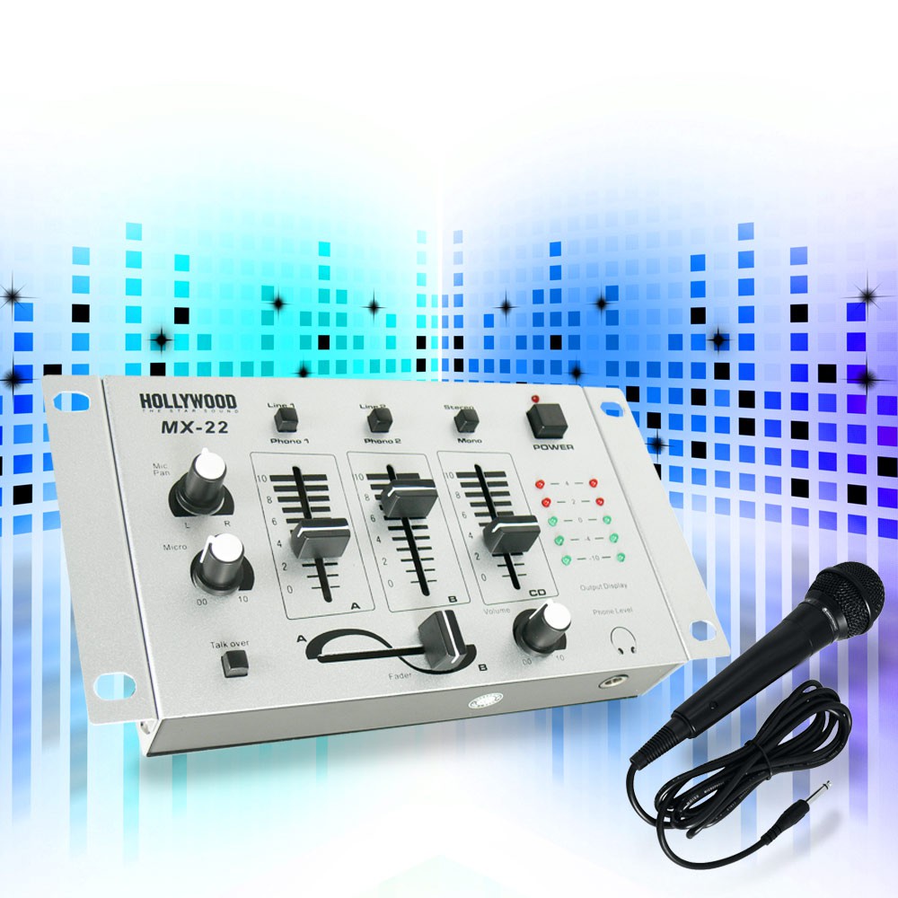 4 Kanal Mischpult MX-22 im Set mit einem Mikrofon – Bild 2