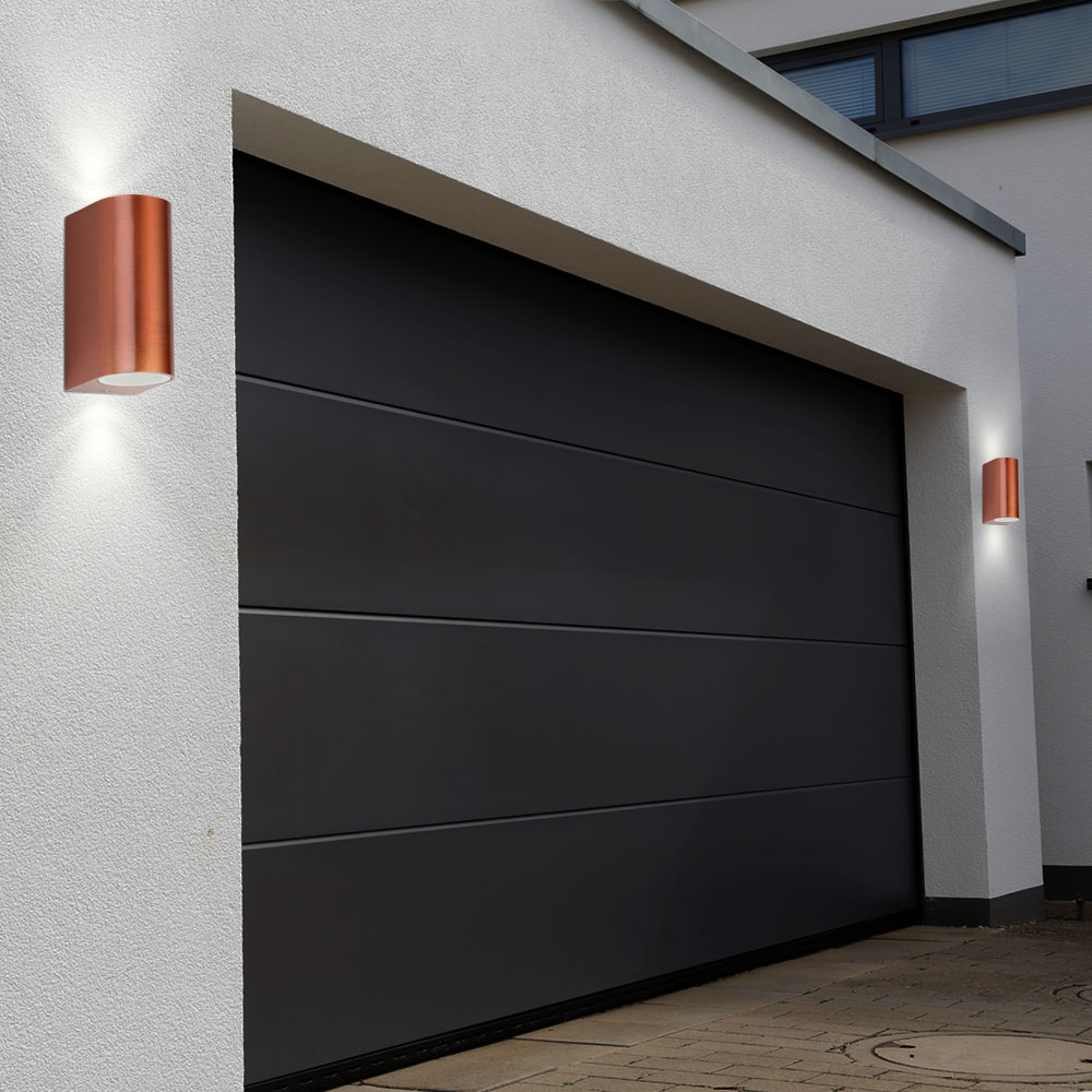 4x Design Wand Kupfer Spot Lampe UP DOWN Strahler Beleuchtung Garten