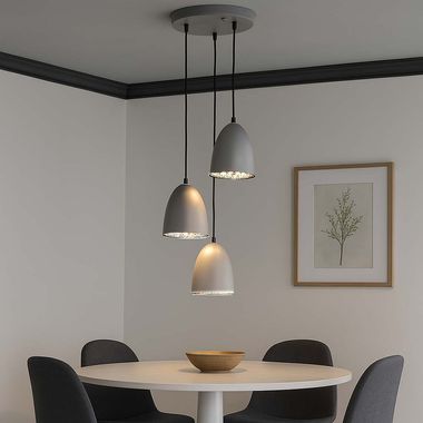 Hängeleuchte, 3 Flammig, Metall titanfarben, H 150cm