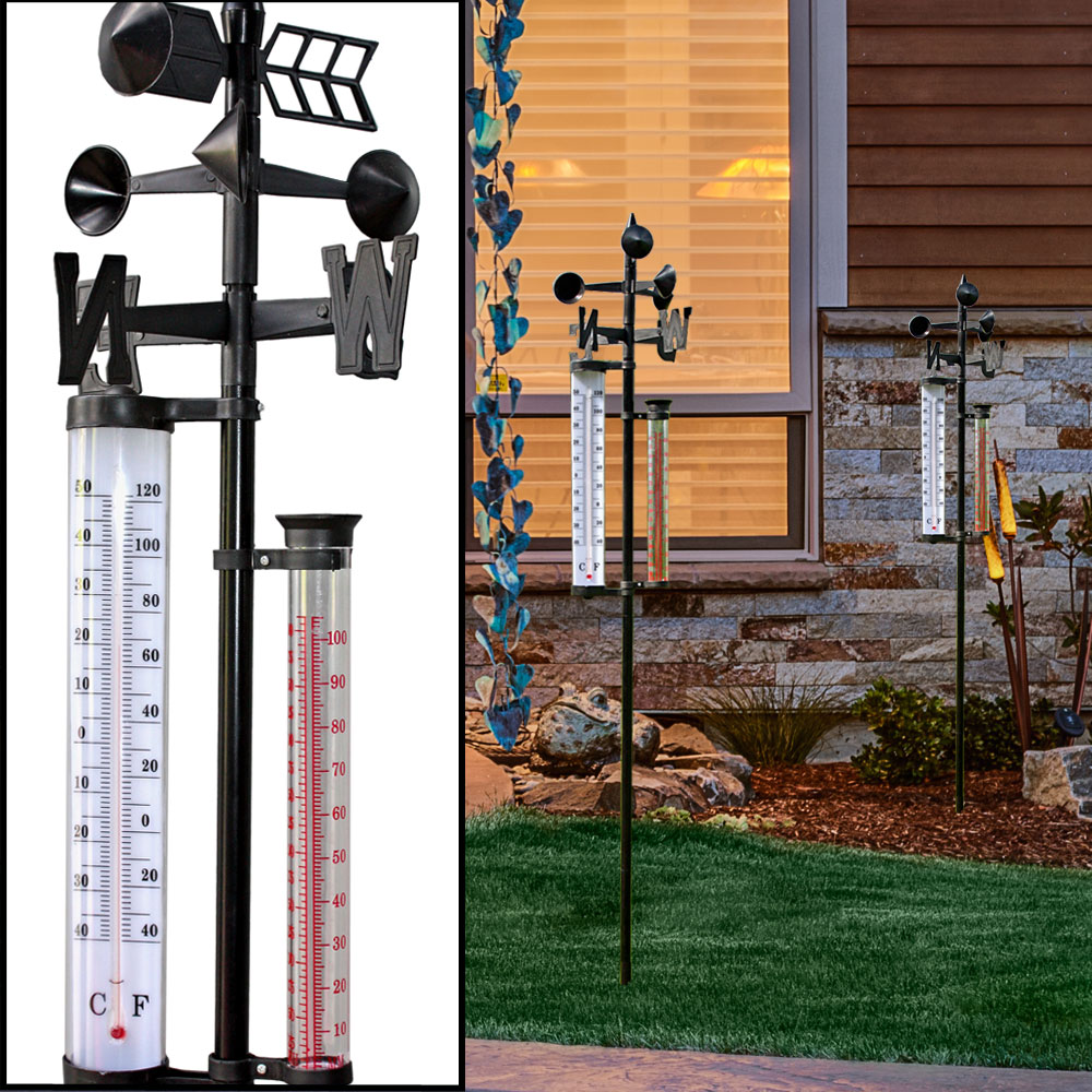 Set of 2 weather stations thermometer wind precipitation temperature
