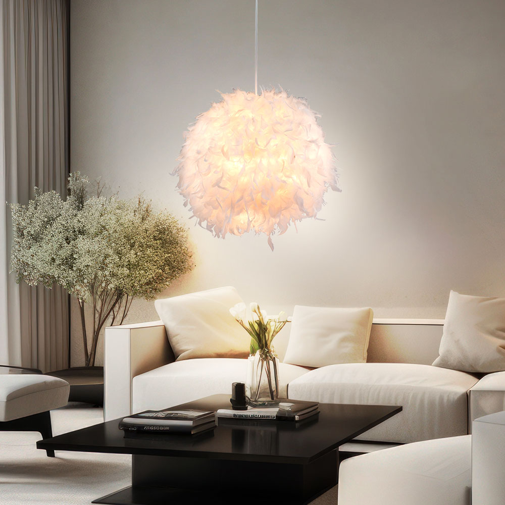 Hänge Leuchte Weiß Fernbedienung Feder Pendel Kugel Lampe Dimmbar Im