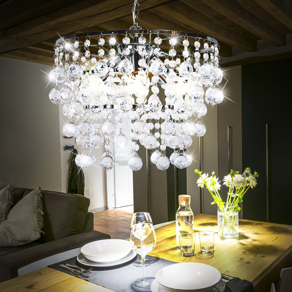 LED Hänge Leuchte Ess Zimmer Decken Beleuchtung Luster Kristall Behang