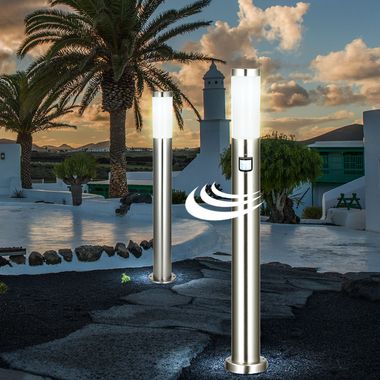 2er Set LED Stehleuchten aus Edelstahl mit und ohne Sensor