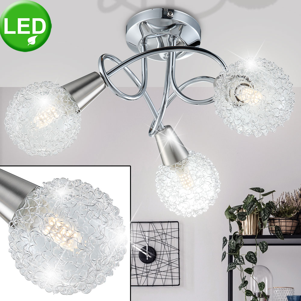 Luxus LED Deckenleuchte Wohnzimmer Lampe Durchmesser 40cm Glas Schirm EEK A E27