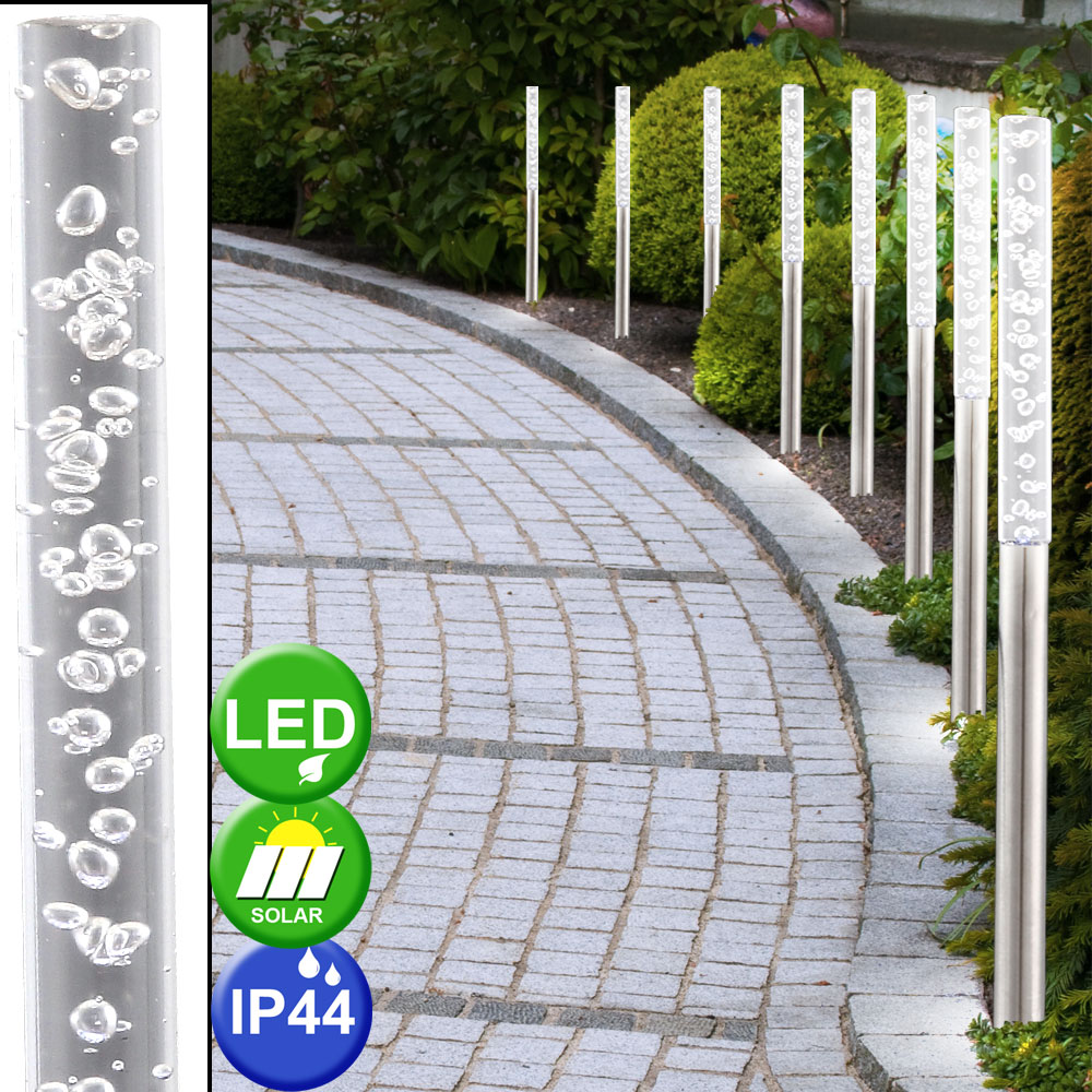 8er Set LED Solar Lampen Garten Veranda Erdspieß Steck Außen Leuchten Edelstahl