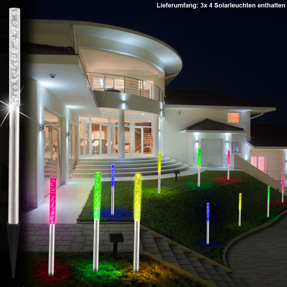 4x-8x-12x Außen LED SOLAR Steck Erdspieß RGB Farbwechsler Lampe Garten