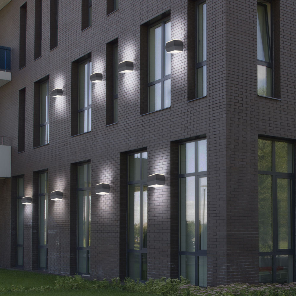 Set of 8 LED outdoor lamps ALU wall spotlights plot glass up down