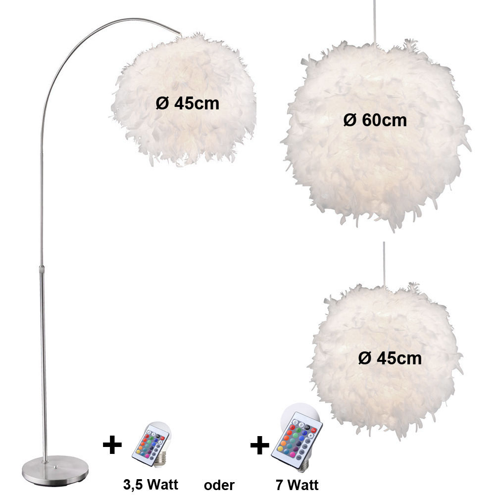 Pendelleuchte Pendel Weiß Feder Kugel Leuchte Lampe 15057 45 cm