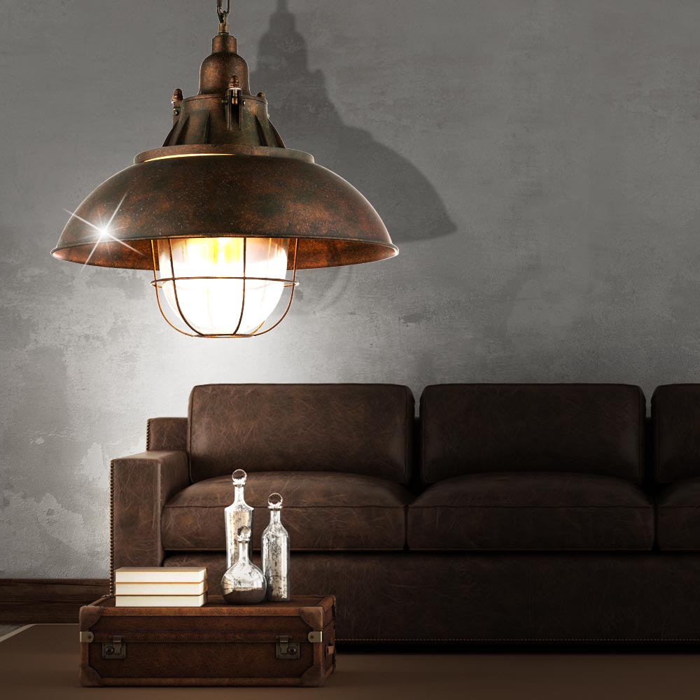 Vintage Hänge Leuchten Decken Flur Lampen Pendel Strahler Glas Käfig