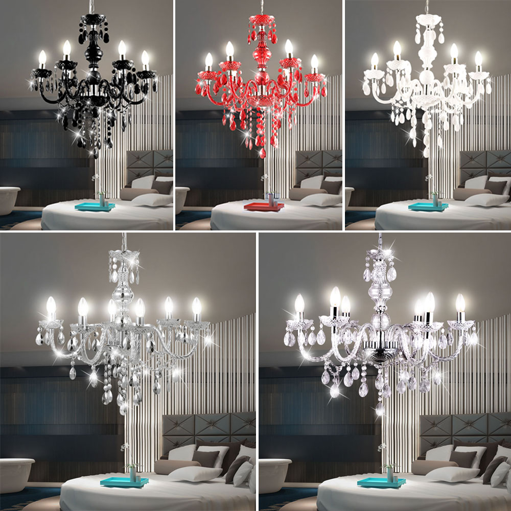 Decken Design Kronleuchter Wohn-Ess-Zimmer Kristall Behang Lüster Pendel Leuchte