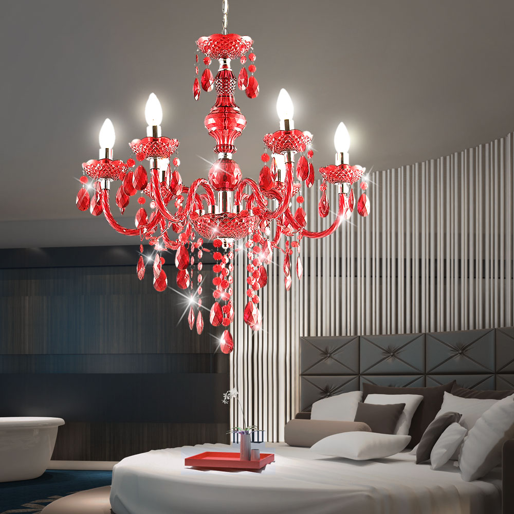 Design Kronleuchter Wohn Ess Zimmer Kristall Behang Lüster Dielen