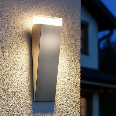 Applique murale LED, IP44, acier inoxydable, argent, TABO