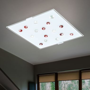 Design LED ceiling light with red glass stones SANTIAGO 1