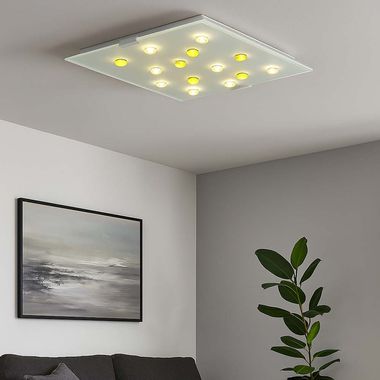 Deckenleuchte mit gelben Glassteinen, satiniert SANTIAGO 1